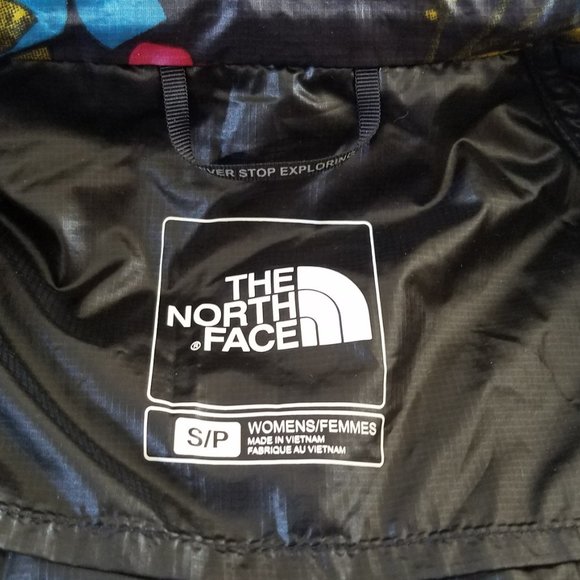 North Face Womens Small Floral Flower Print Black Thermoball Puffer Jacket Coat - Picture 5 of 9